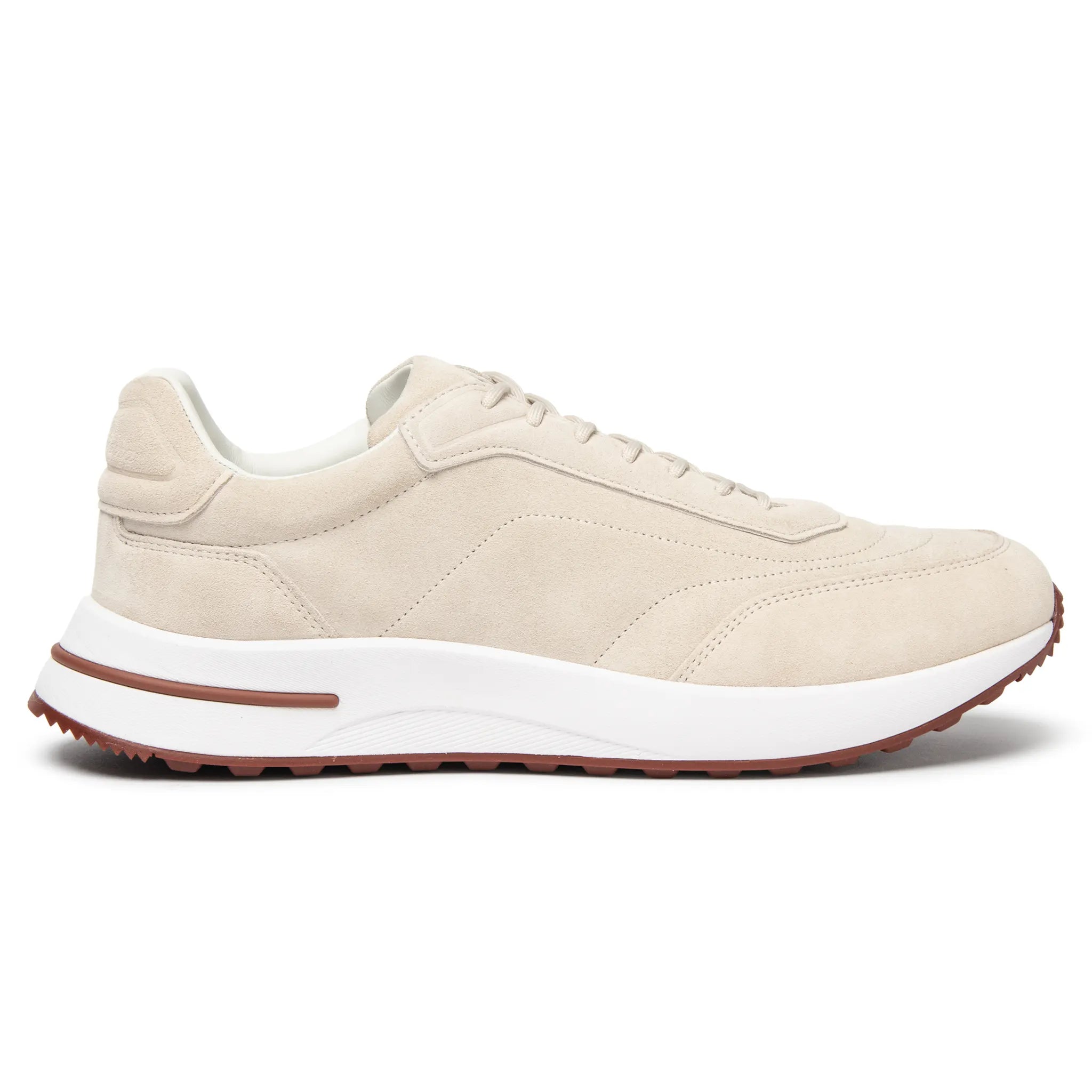 Side View of Loro Piana Week End Walk White Oak Sneaker FSM0216_A0V4